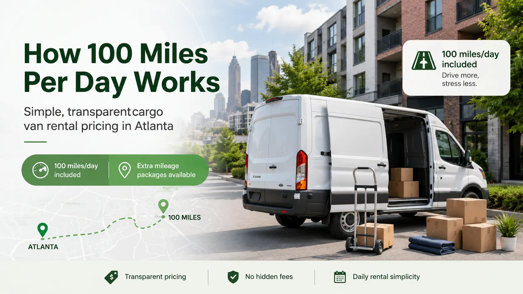 How 100 Miles Per Day Works With Cargo Van Rentals in Atlanta