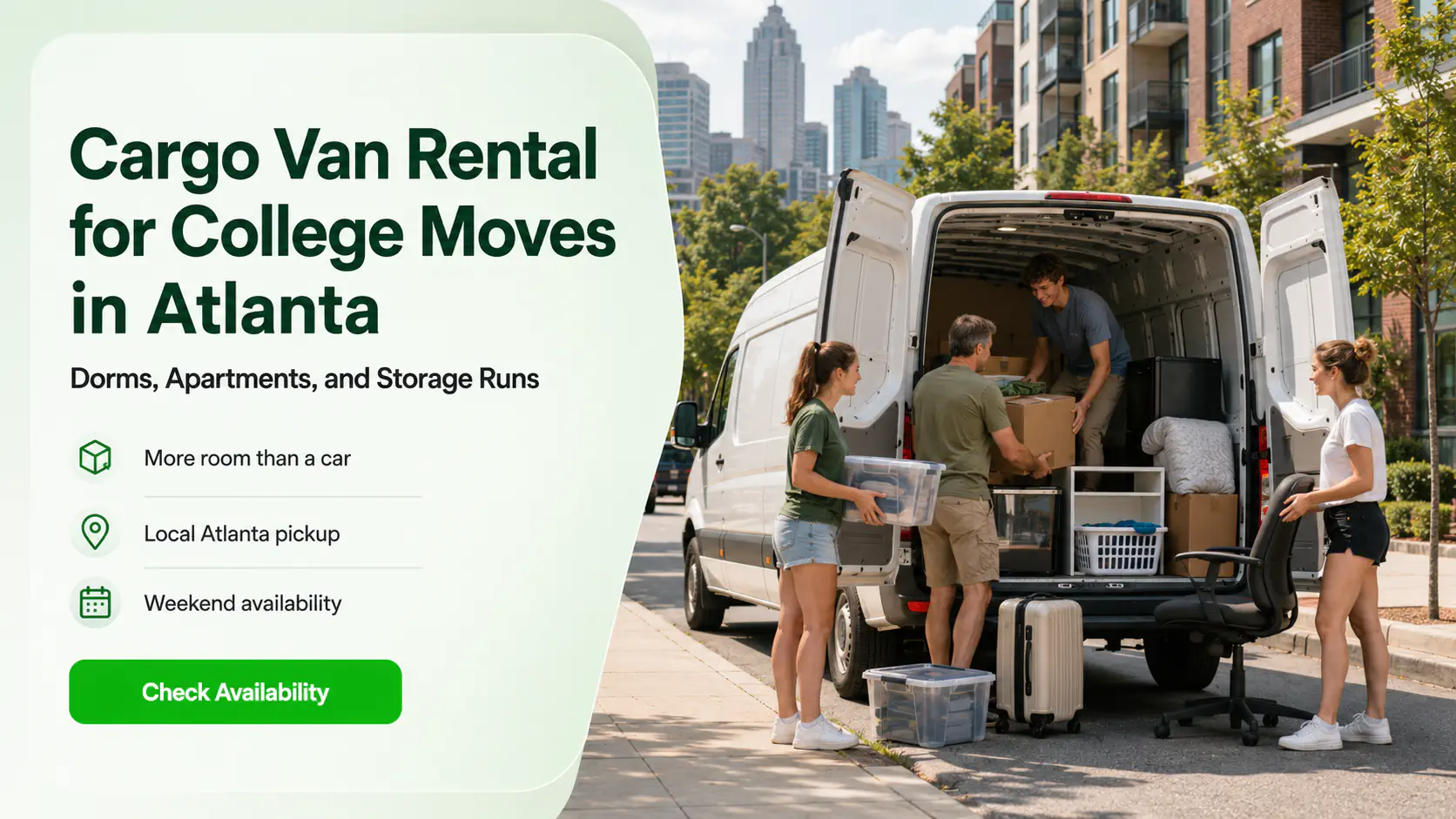 College Move Cargo Van Rental in Atlanta | Dorms, Apartments & Storage Runs